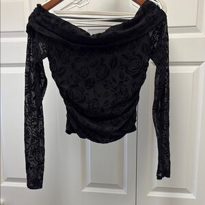 Black Floral Off-Shoulder Top